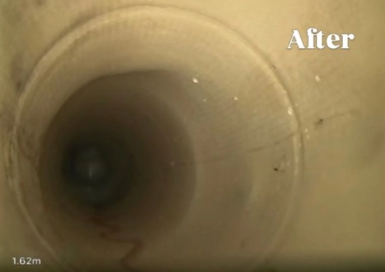 Drain camera footage of the same pipe after relining