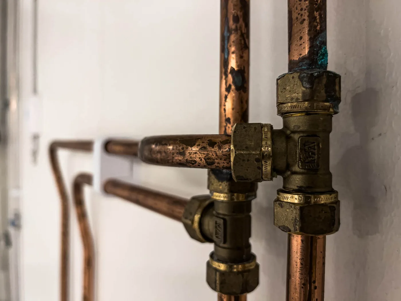 Corroded copper pipework due for replacement